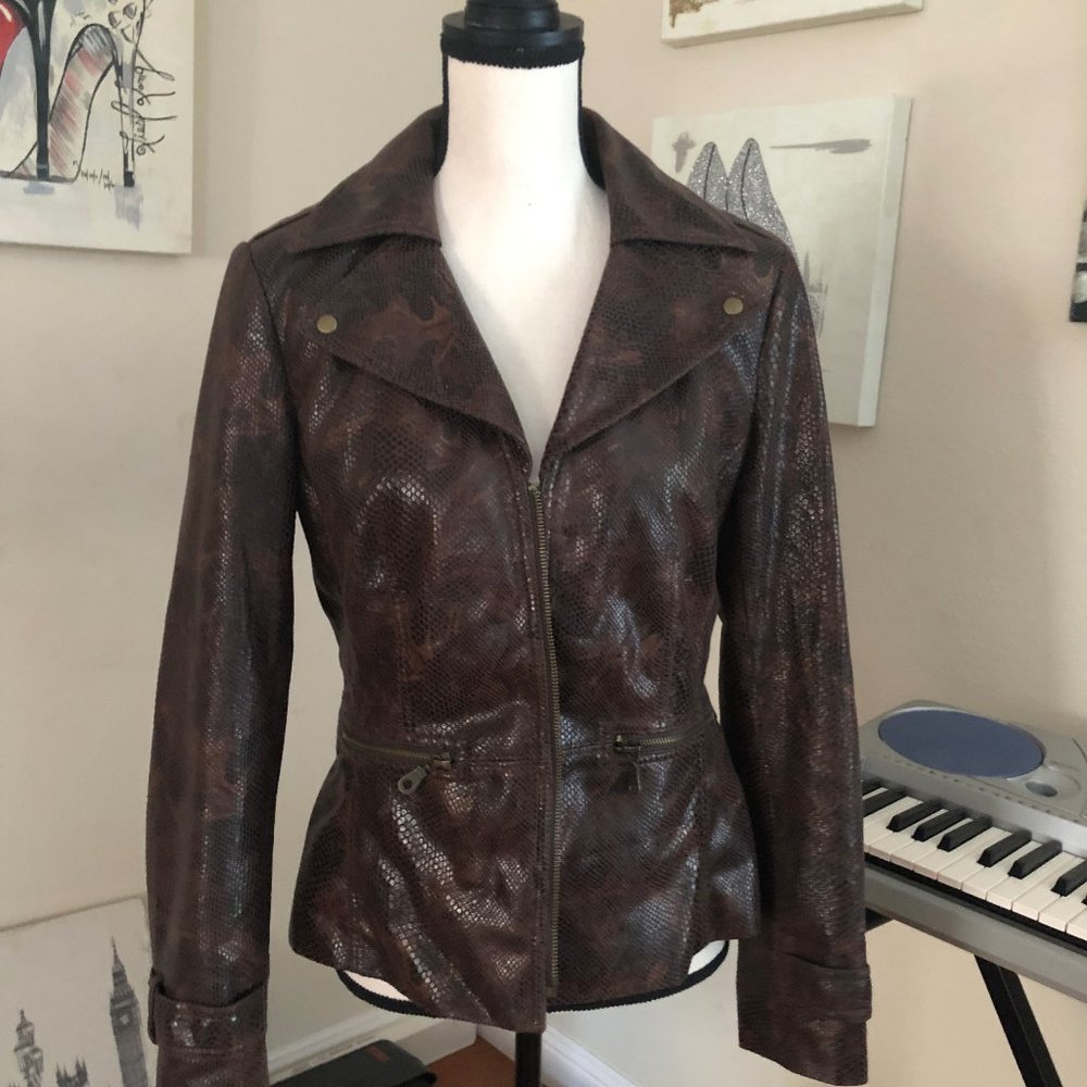 Conrad C Collection Brown Polyester/Rayon Jacket 8
